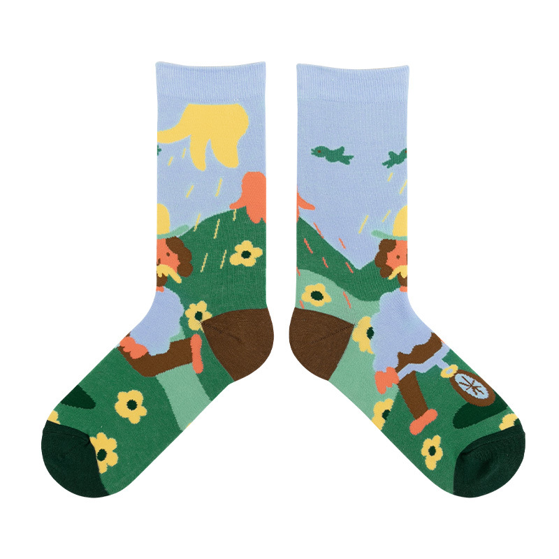 2020 New Cotton Socks Female Socks Female Socks Cartoon Series Natural Longing Crew Socks Cute Socks